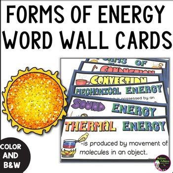 Forms Of Energy Word Wall Vocabulary With Definitions Tpt