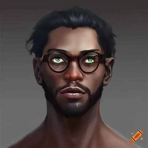 Portrait Of A 40 Year Old Male With Dark Skin Black Wavy Hair And