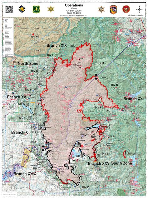 Sierra National Forest Creek Fire Operations Map for Friday, September ...