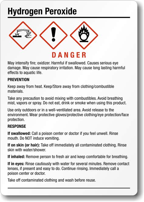 Hydrogen Peroxide Chemical GHS Label, 5in. x 3.5in., SKU: GHS-032-B