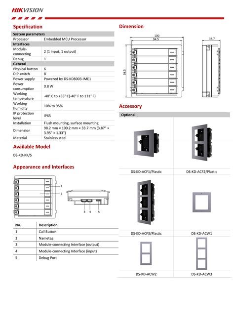 Hikvision Intercom DS KD KK S Nametag Module KD8 Series