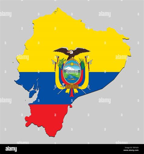 Karte Von Ecuador Mit National Flagge Vector Illustration Stock