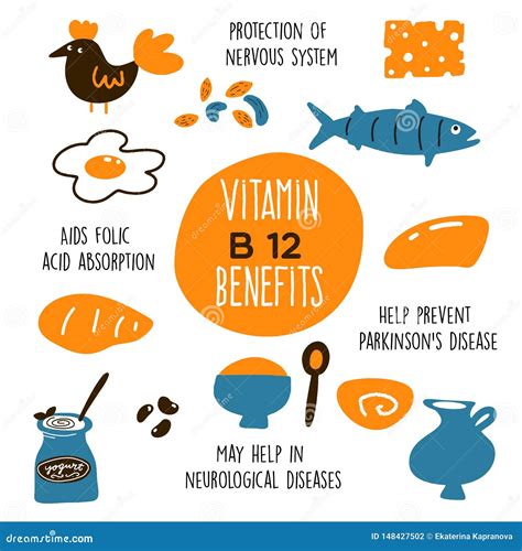 Funny Vector Cartoon Illustration Of Vitamin B Sources And