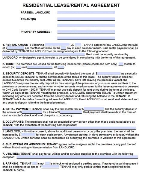 California Rental Agreement Template Free Templates Created By Legal