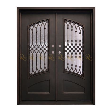 Customized Hurricane Impact Double Glass Exterior Wrought Iron Front Door Front Door And