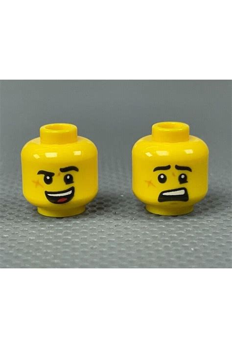 Lego Orjinal Aksesuar Custom Moc Minifigür Minifigure Çift Surat Gülen Korkak Erkek Sarı Kafa