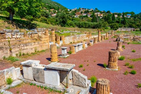 North Portico of the Agora of Archaeological Site of Ancient Mes Stock ...