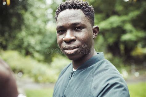 Young African Man In Park Fall Or Spring Season Stock Image Image Of