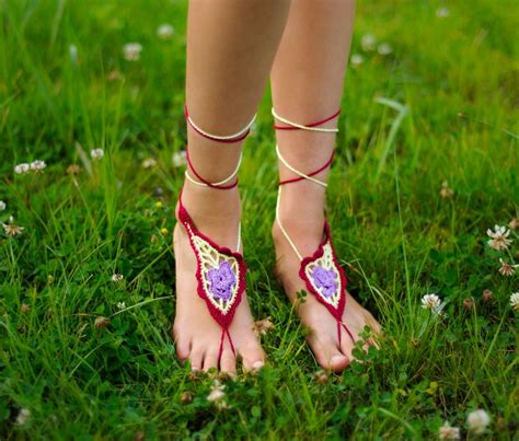 Floral Crochet Barefoot Sandals Nude Shoes Foot Hippie Etsy