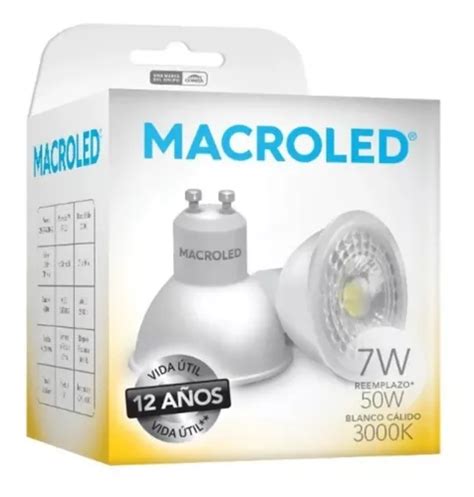 5 Dicroicas Led 7w Macroled Pvc Gu10 220v Luz Fría O Cálida