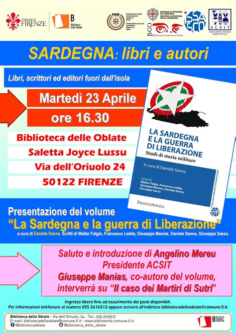 A Firenze La Presentazione Del Libro La Sardegna E La Guerra Di