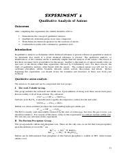 Chem Exp Qualitative Analysis Of Anions Experiment