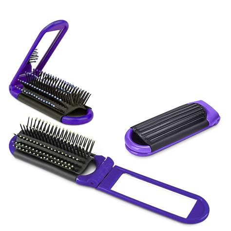 Folding Hair Brush with Mirror