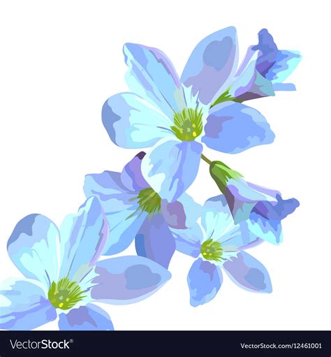 Beautiful watercolor blue flowers Royalty Free Vector Image