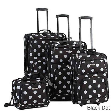 Shop Rockland Polka Dot 4 Piece Expandable Luggage Set Free Shipping