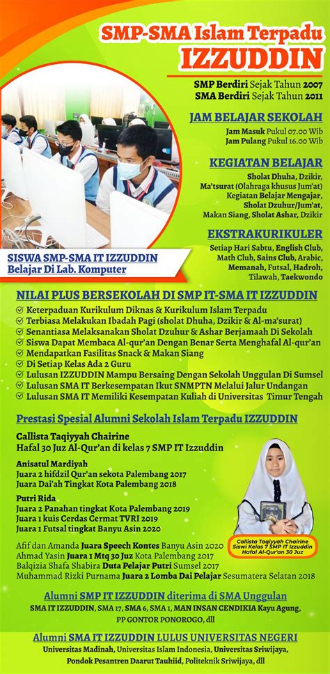 Brosur Sekolah Islam Terpadu Izzuddin Palembang