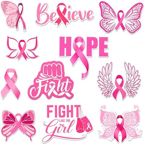 12 Pcs Pink Ribbon Shaped Awareness Car Magnet Breast