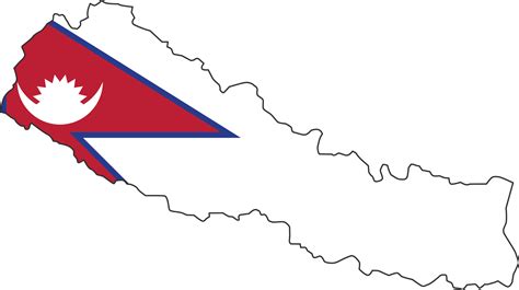 Nepal Map City Color Of Country Flag 12177241 Png