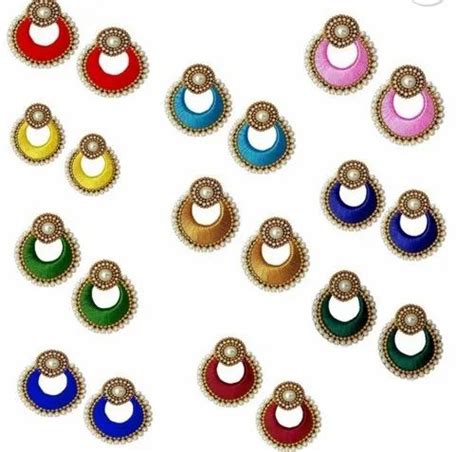 Silk Thread Chandbali Earing Shape Round Size Small At Rs 50 Pair