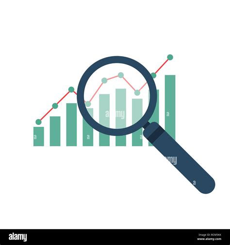 Magnifier And Graph Icon In Flat Design Vector Illustration Analytics