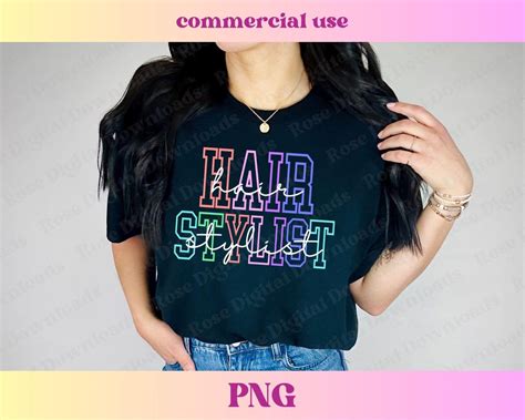Hair Stylist Png Cosmetology Shirt Design Varsity Colorful Salon T
