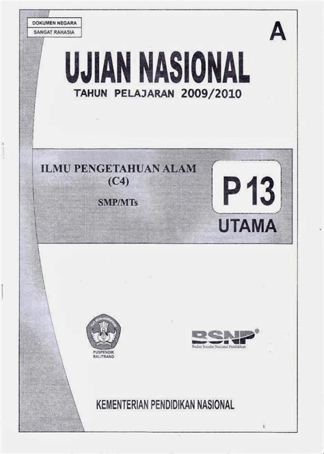 Naskah Soal Un Ipa Smp 2010 Paket 13 Rumus Matematika Lengkap