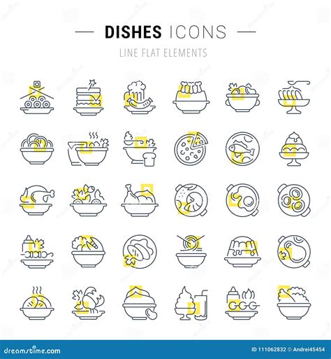 Set Vector Line Icons Of Dishes Stock Illustration Illustration Of