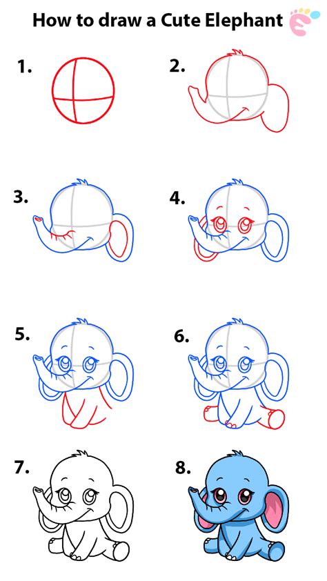 Learn How To Draw An Elephant With 08 Steps In 2021 Elephant Drawing Easy Drawings Drawing