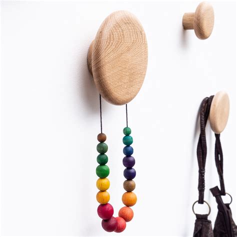 Round Wooden Coat Hook By Tomazin Modern Coat Hanger Round Etsy