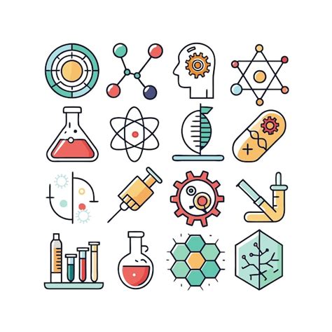 Science And Research Icon Set Vector Illustration Premium AI