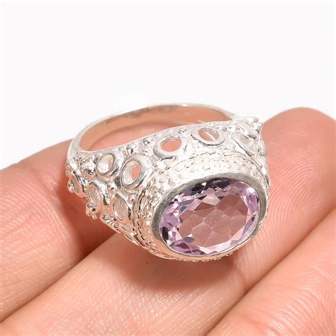 Amethyst Ring Natural Amethyst Oval Shape Gemstone Vintage Etsy