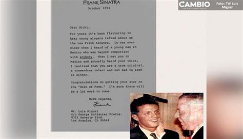 Luis Miguel comparte INÉDITA carta que recibió de Frank Sinatra