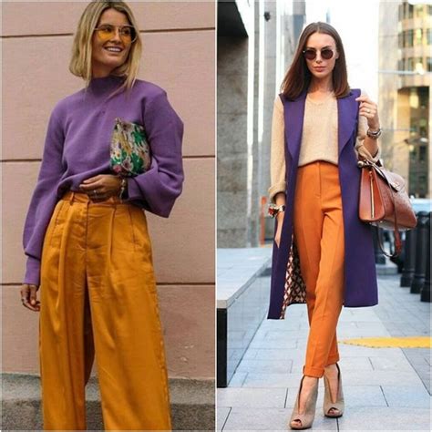 Combinando Cores Roxo E Laranja Color Blocking Outfits Roupas