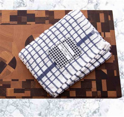 12pk Terry Check Tea Towel Blue