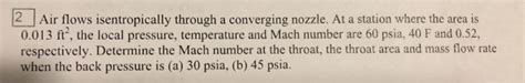 Solved 2 Air Flows Isentropically Through A Converging Chegg