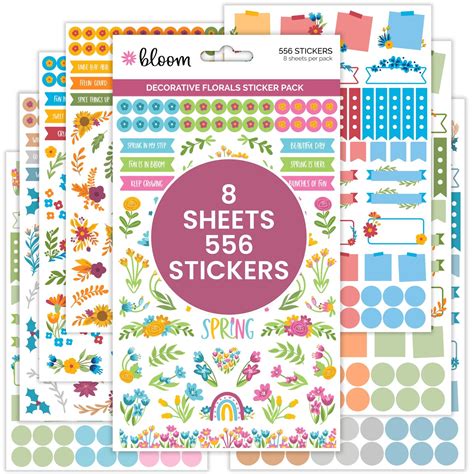 Bloom Daily Planners Sticker Sheets Decorative Floral Planner Stickers