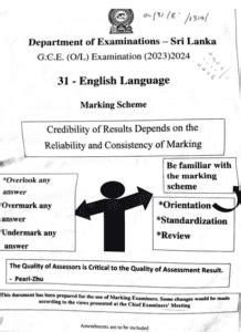 2023 2024 O L English Marking Scheme English Medium