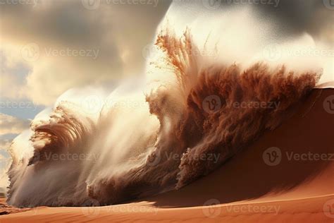 Sandstorm In The Desert Power Of Nature Generated By Artificial