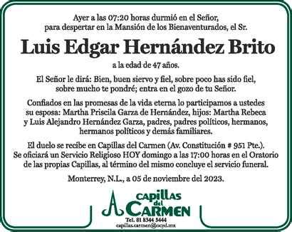 Sr Luis Edgar Hernández Brito Obituario Esquela