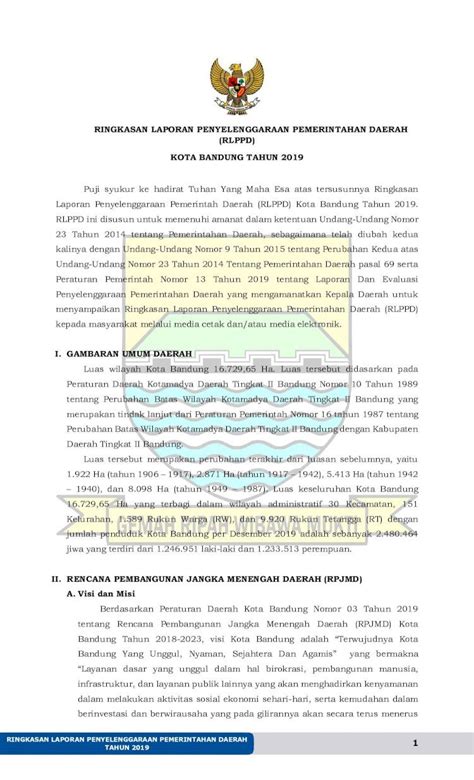 Pdf Ringkasan Laporan Penyelenggaraan Pemerintahan Daerah Rlppd