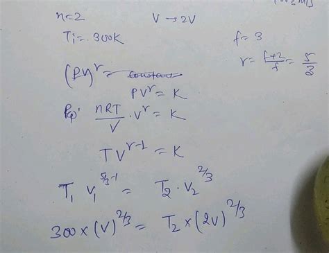 Two Moles Of An Ideal Monoatomic Gas Occupies A Volume V At O C The