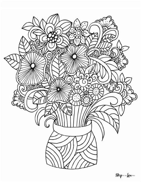 Detailed Flower Coloring Pages For Adults