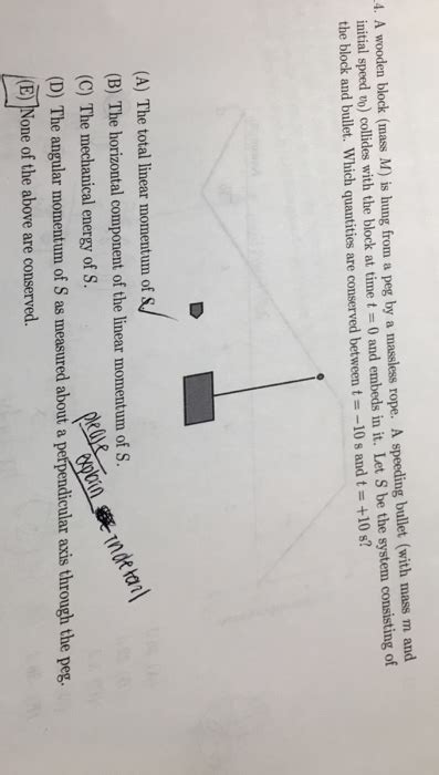 Solved 4 A Wooden Block Mass M Is Hung From A Peg By A