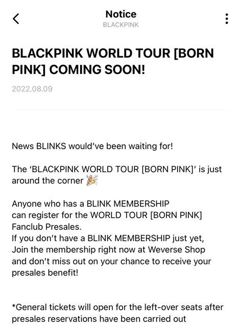 BLACKPINK BLINK UNION On Twitter WEVERSE BLACKPINK WORLD TOUR