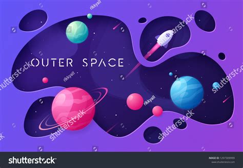 Colorful Cartoon Outer Space Background Design Stock Vector (Royalty ...