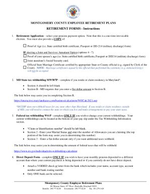 Fillable Online Retirement Forms Montgomery County Fax Email Print