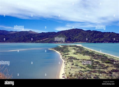 A View Of The Tide Receding In Wainui Bay At The Edge Of The Abel