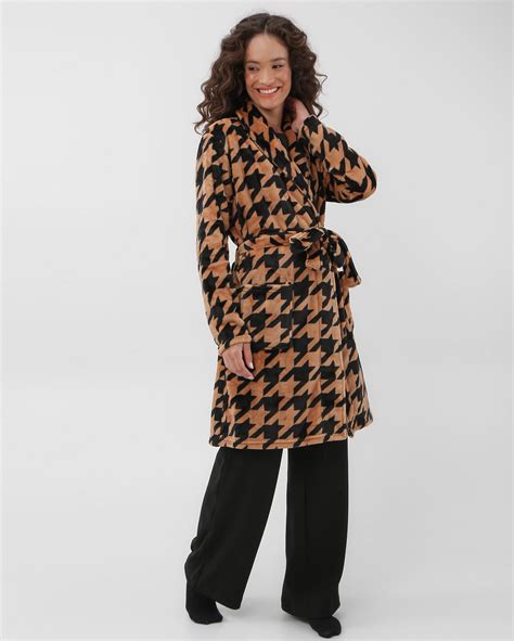 Riachuelo Robe Feminino De Fleece Pied De Poule Multicor Riachuelo