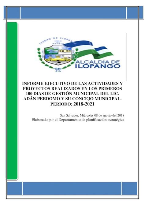 PDF ALCALDIA MUNICIPAL DE ILOPANGO Evaluación de los primeros 100