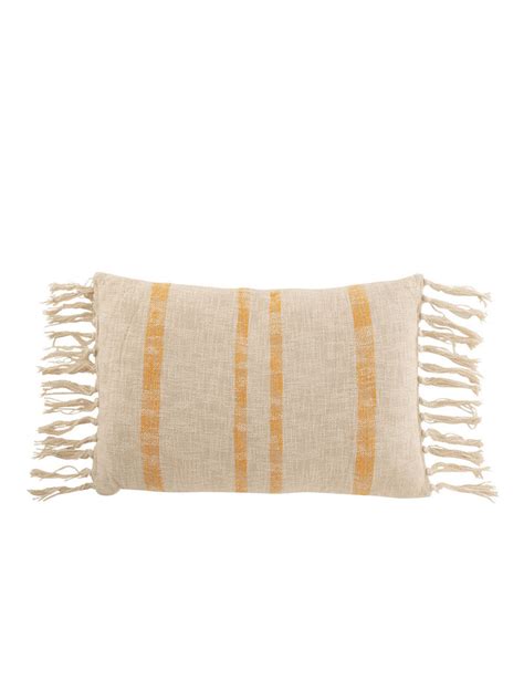 Coussin Emma Carre Cotton Ocre Grande Taille J Line Plante Ta Deco